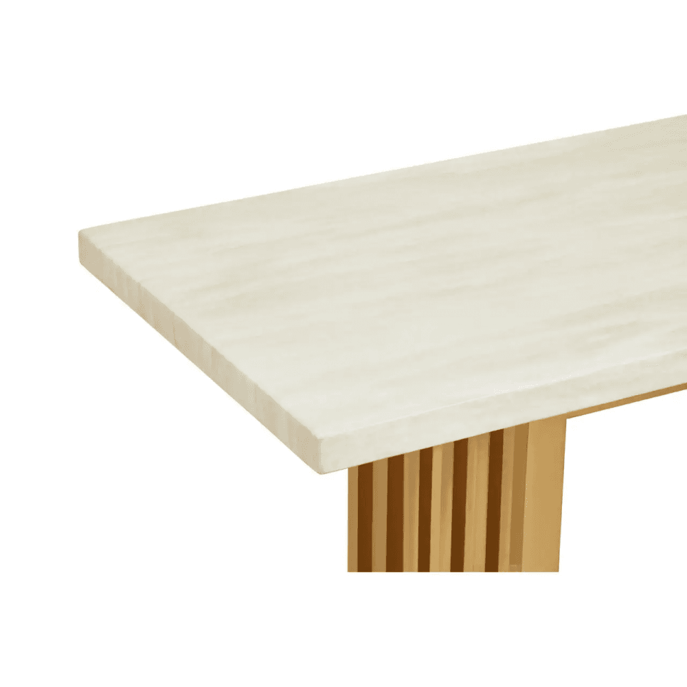 Elara Ivory White Marble Console Table