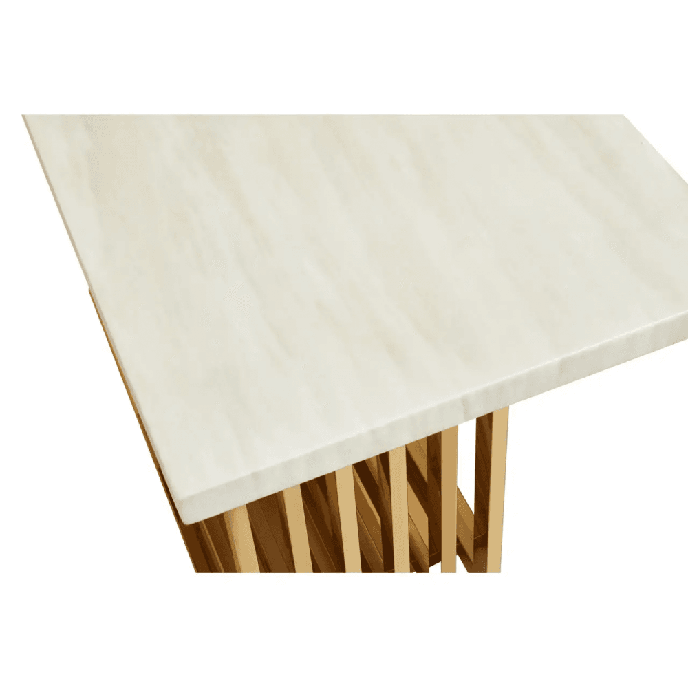 Elara Ivory White Marble Console Table