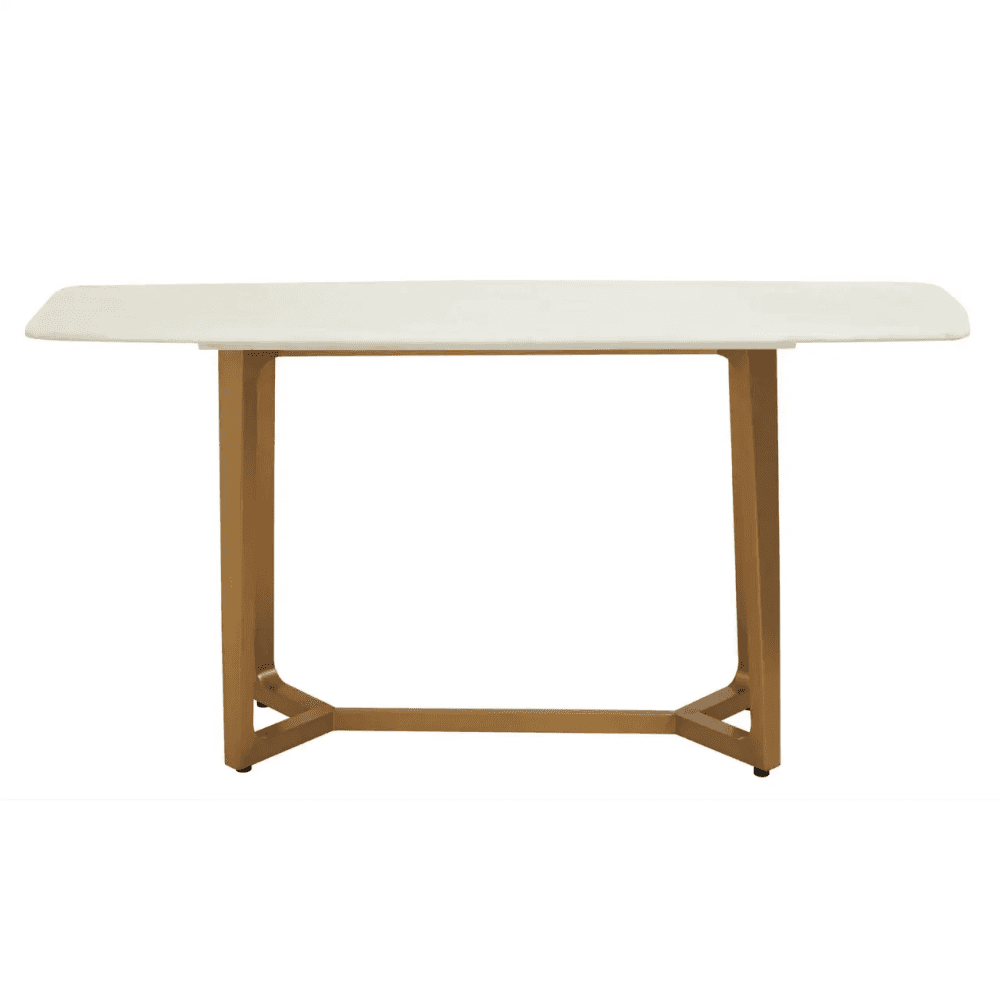 Elara White Marble Console Table With Brushed Gold Base