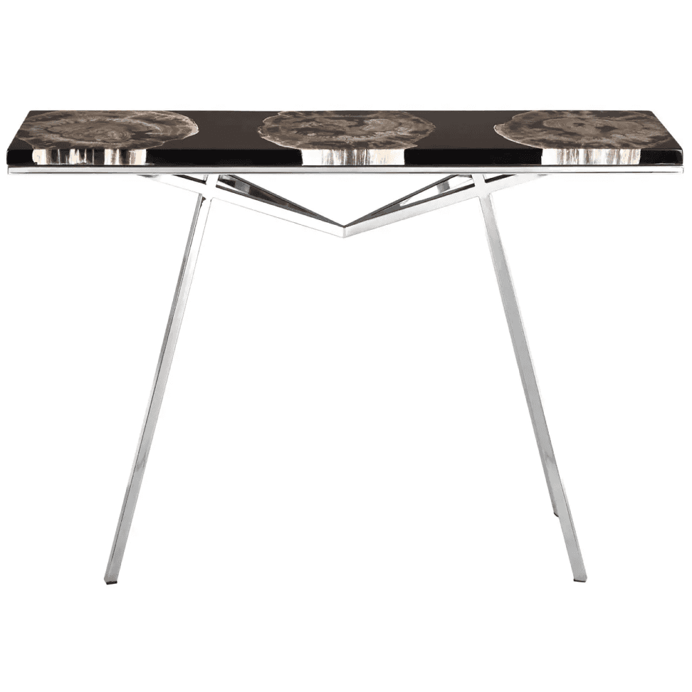 Sterling Black Resin/Silver Legs Console Table