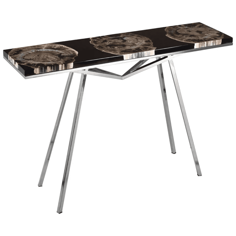 Sterling Black Resin/Silver Legs Console Table