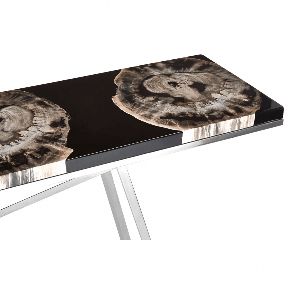 Sterling Black Resin/Silver Legs Console Table