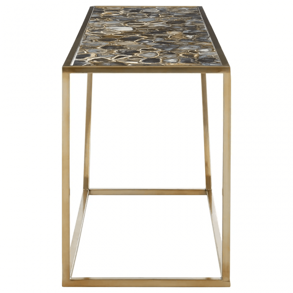 Luna Console Table with Black Agate Top