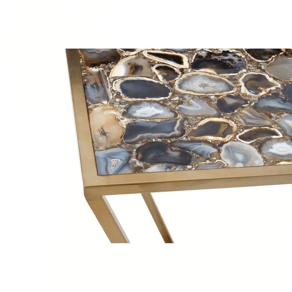 Luna Console Table with Black Agate Top