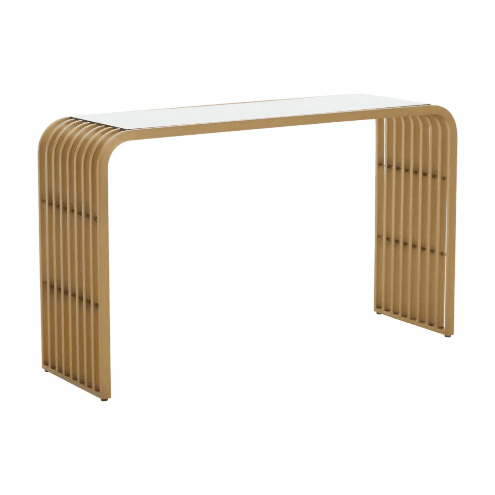 Vero Matte Gold Slatted Console Table
