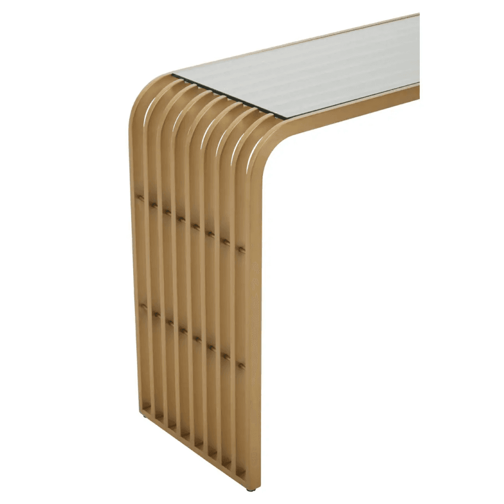 Vero Matte Gold Slatted Console Table