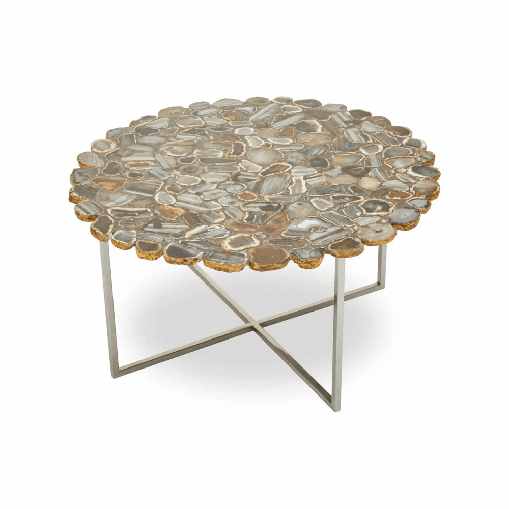 Elsie Agate Coffee Table With Cross Base