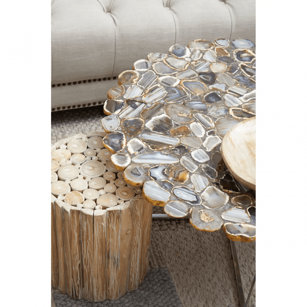 Elsie Agate Coffee Table With Cross Base