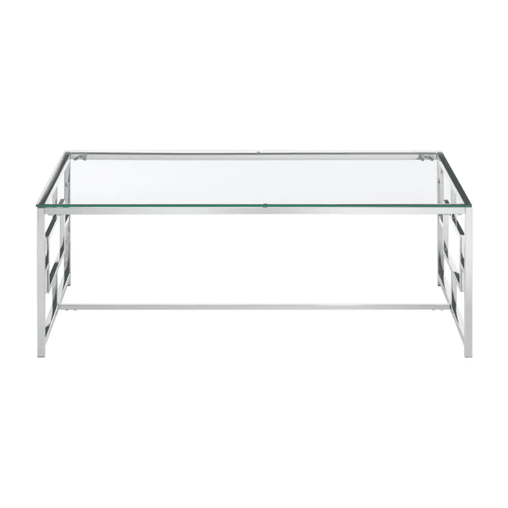 Inspire Clear Glass Silver Base Coffee Table