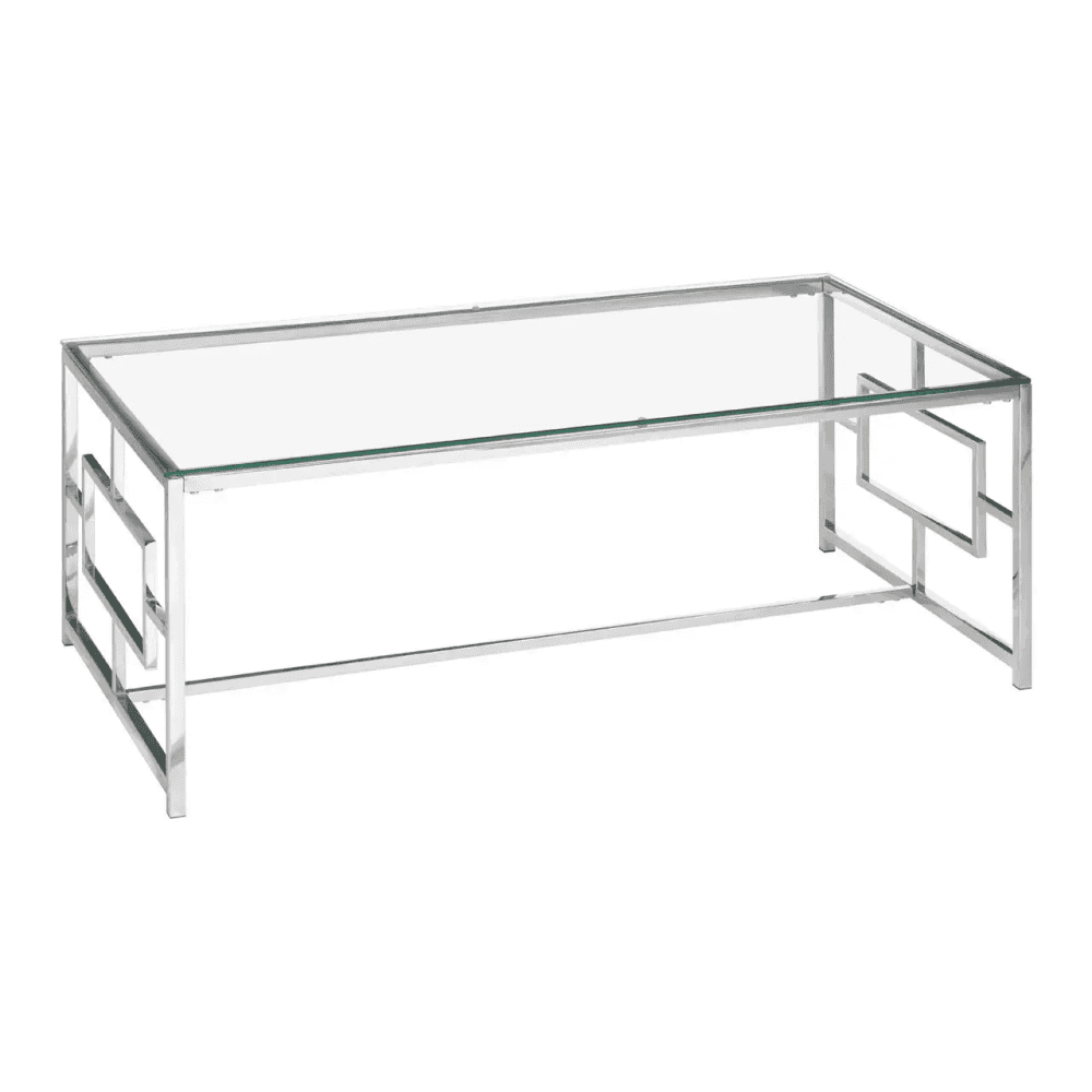 Inspire Clear Glass Silver Base Coffee Table