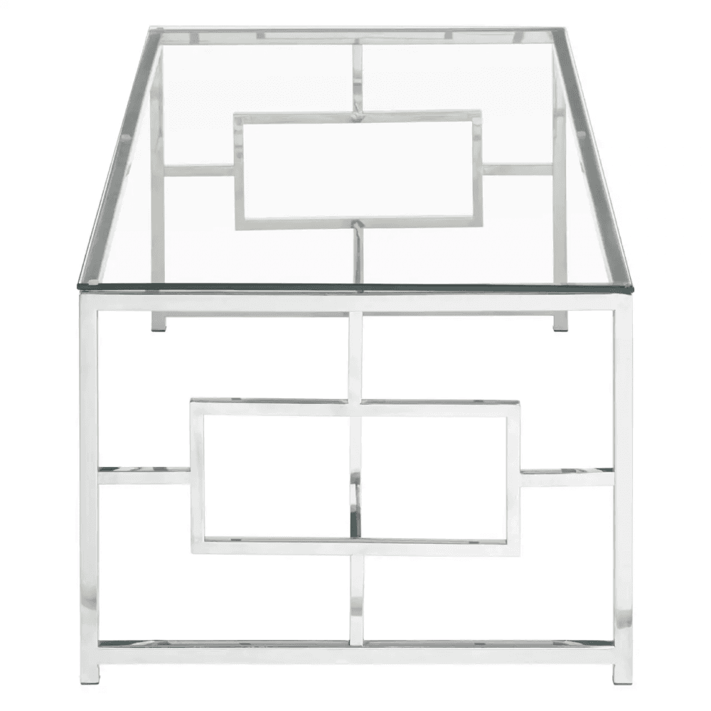 Inspire Clear Glass Silver Base Coffee Table
