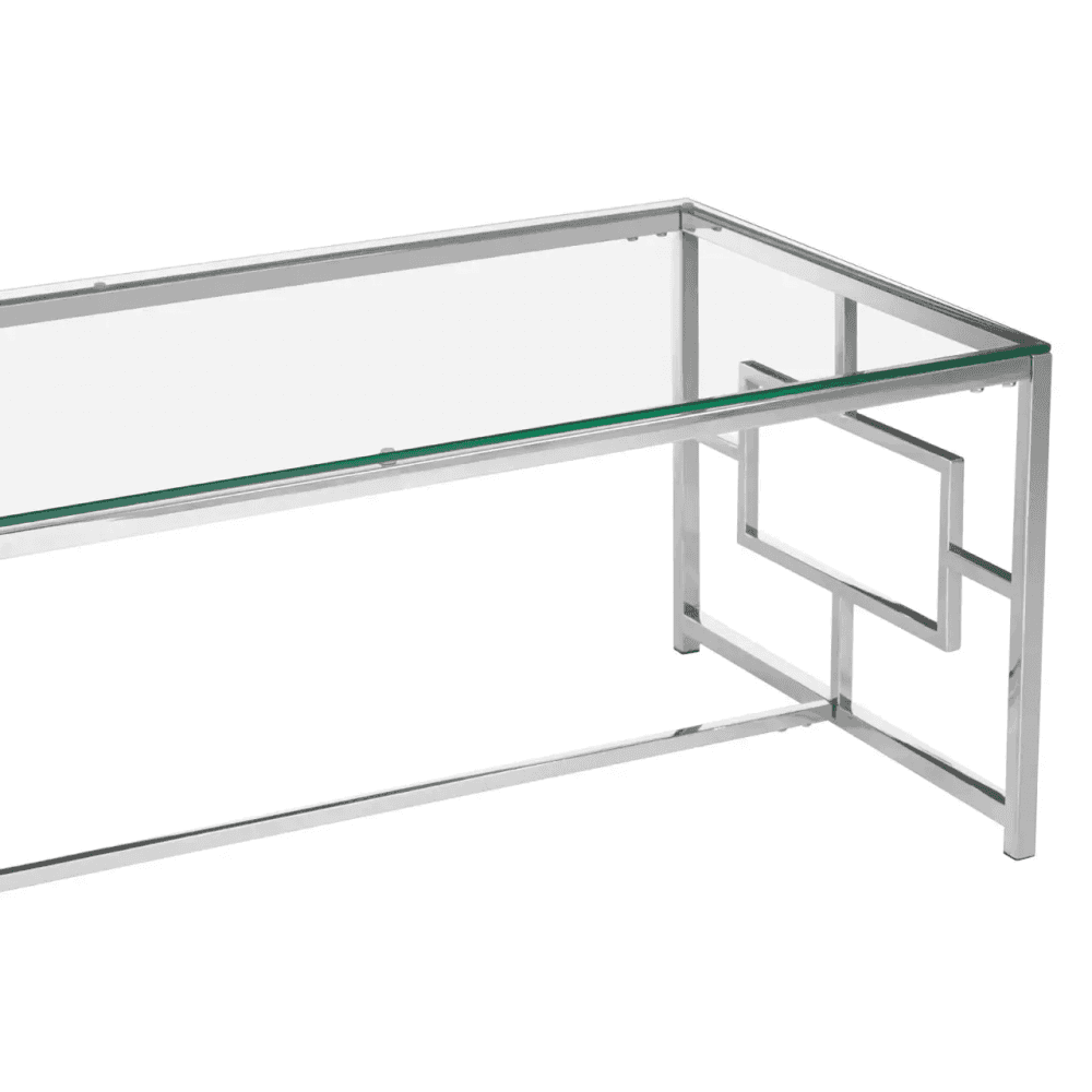 Inspire Clear Glass Silver Base Coffee Table