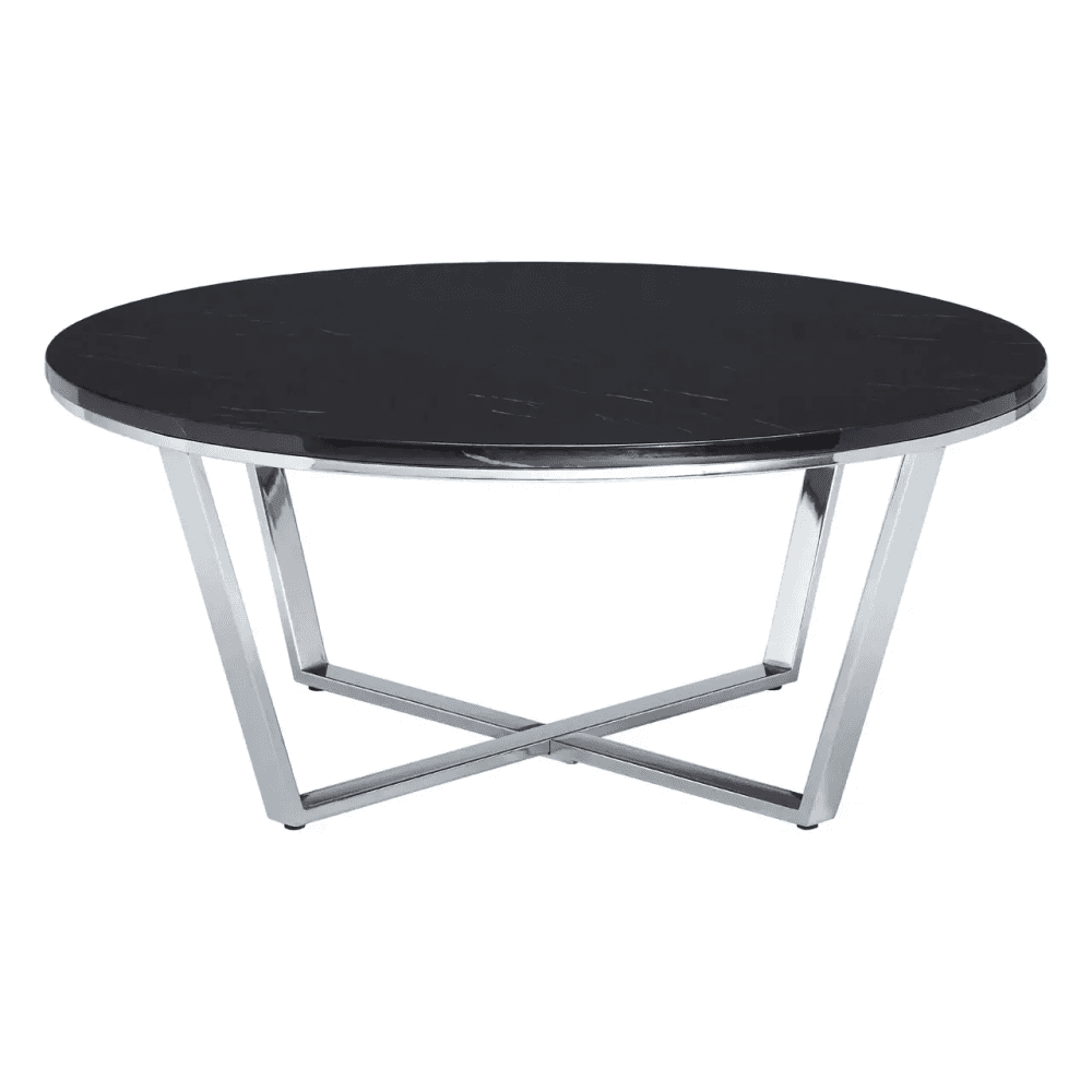 Inspire Round Black Faux Marble Coffee Table