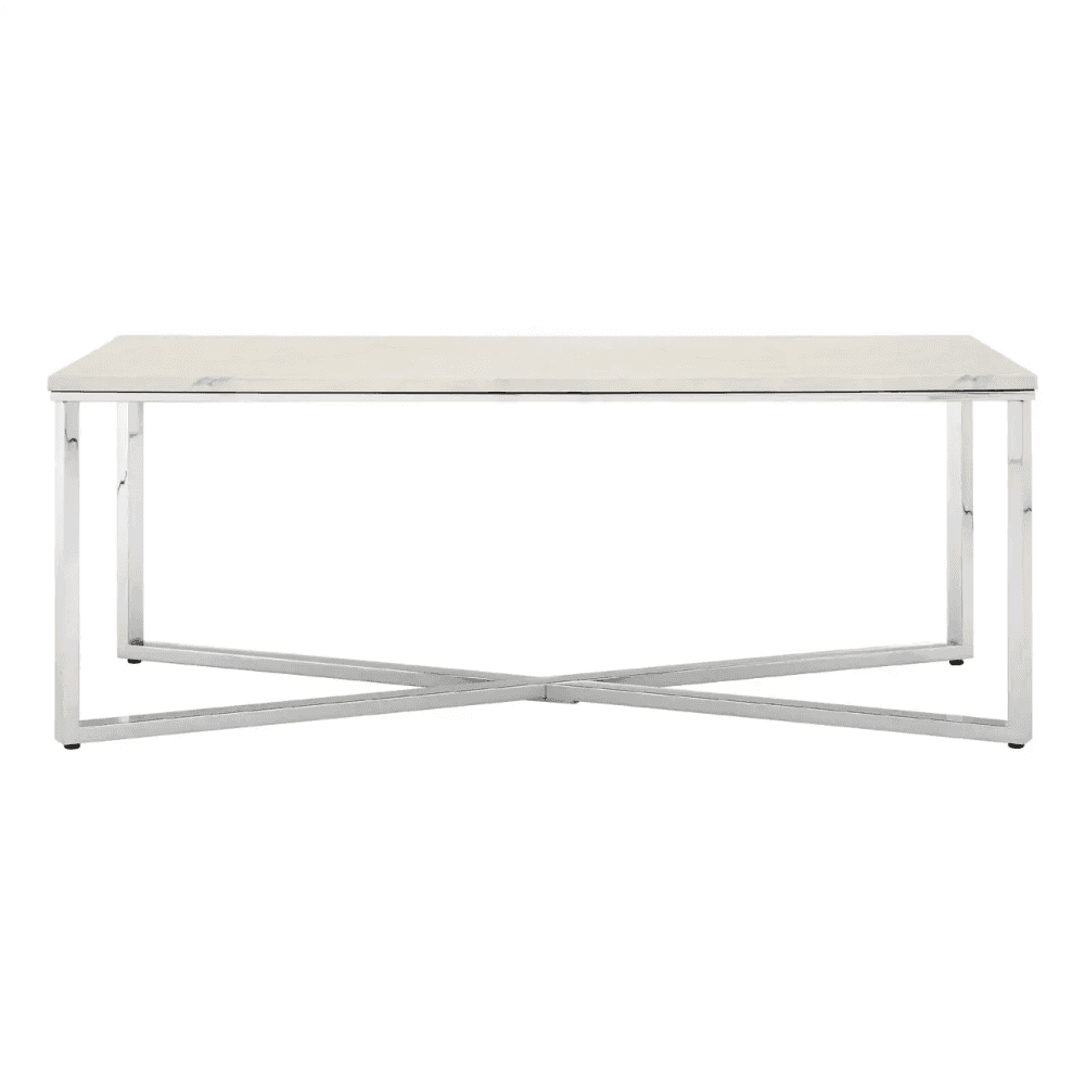 Inspire White Faux Marble Chrome Coffee Table