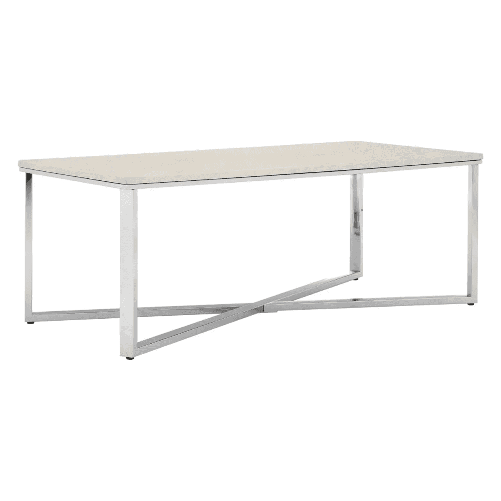 Inspire White Faux Marble Chrome Coffee Table