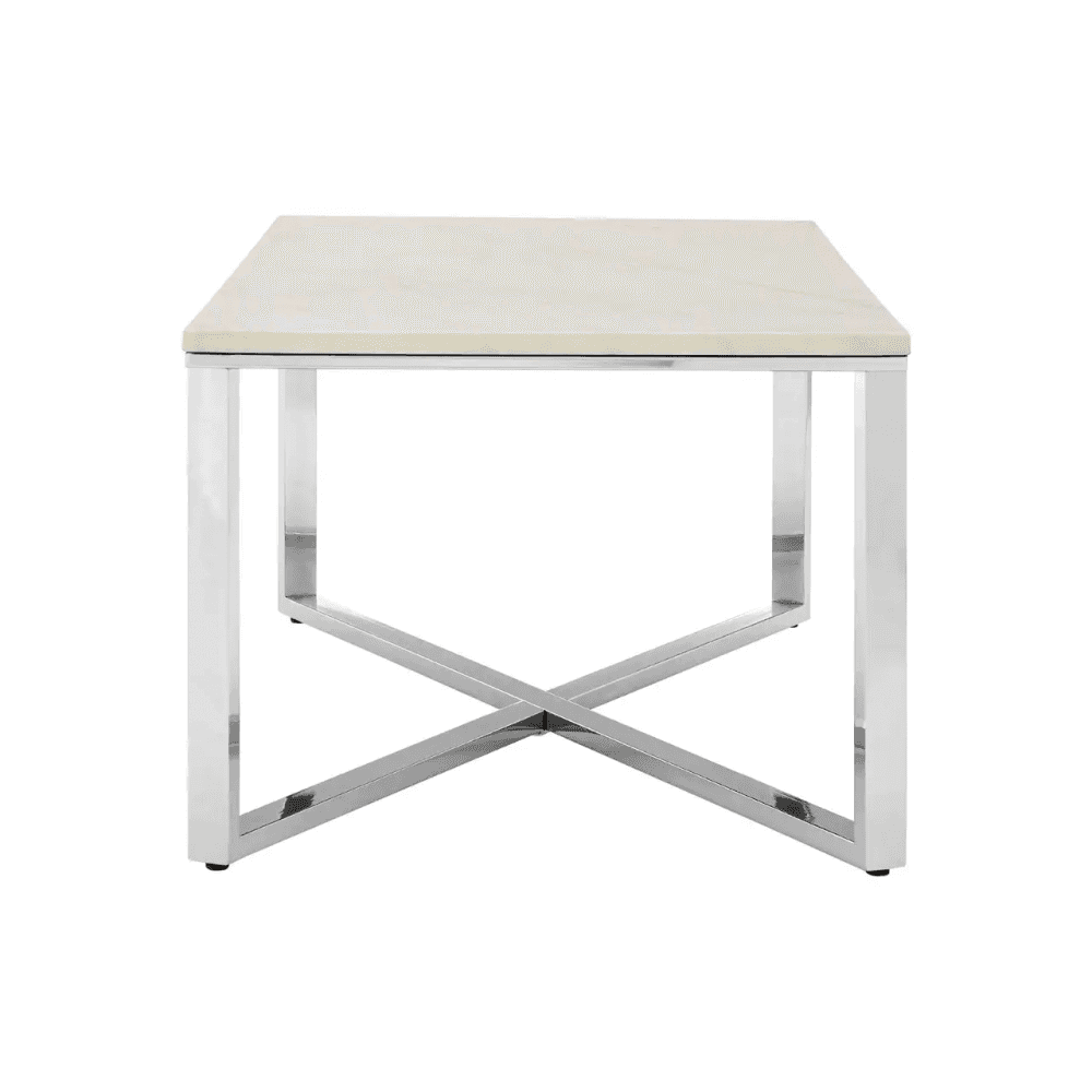 Inspire White Faux Marble Chrome Coffee Table