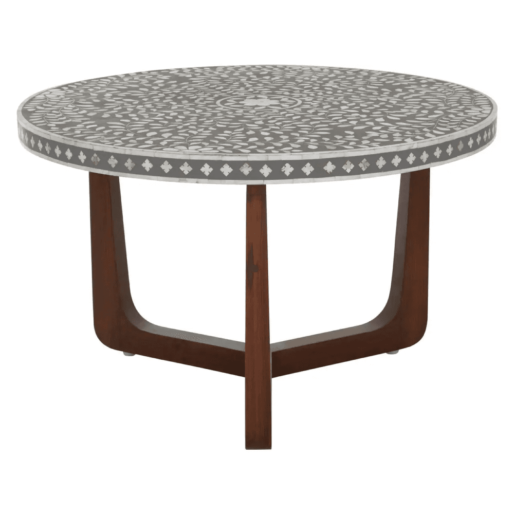 Meridian Round Coffee Table in Mother of Pearl Design Detail