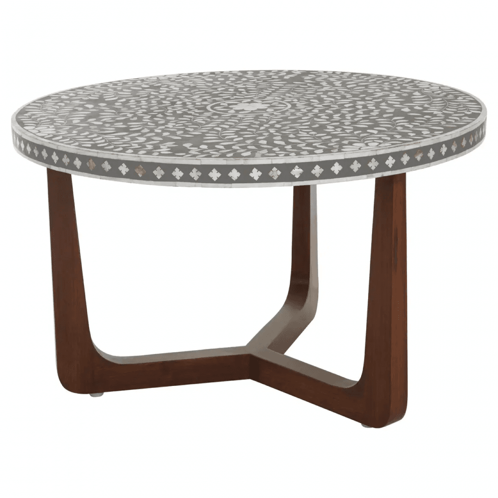 Meridian Round Coffee Table in Mother of Pearl Design Detail