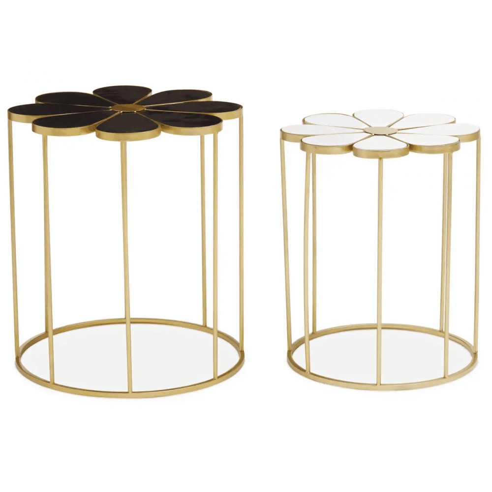 Lila Set Of Two Black And White Petal Tables