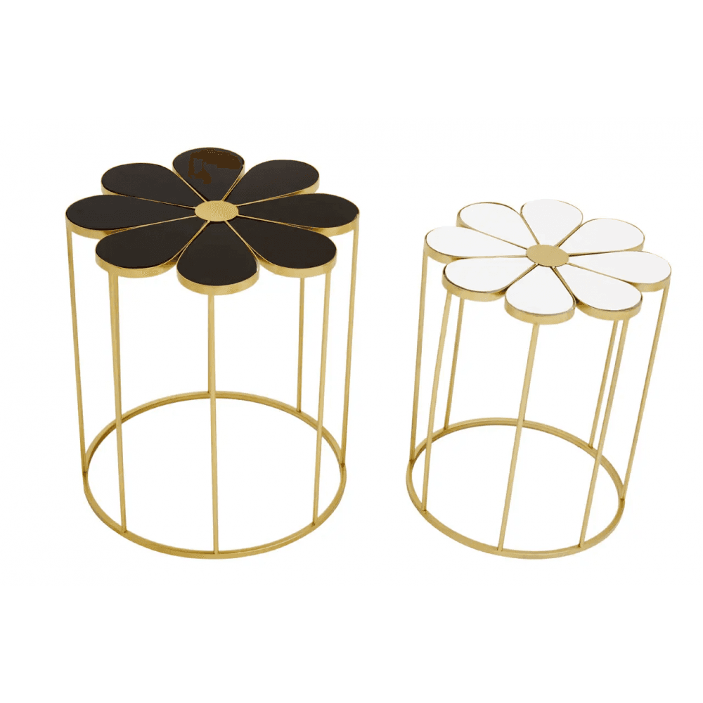Lila Set Of Two Black And White Petal Tables