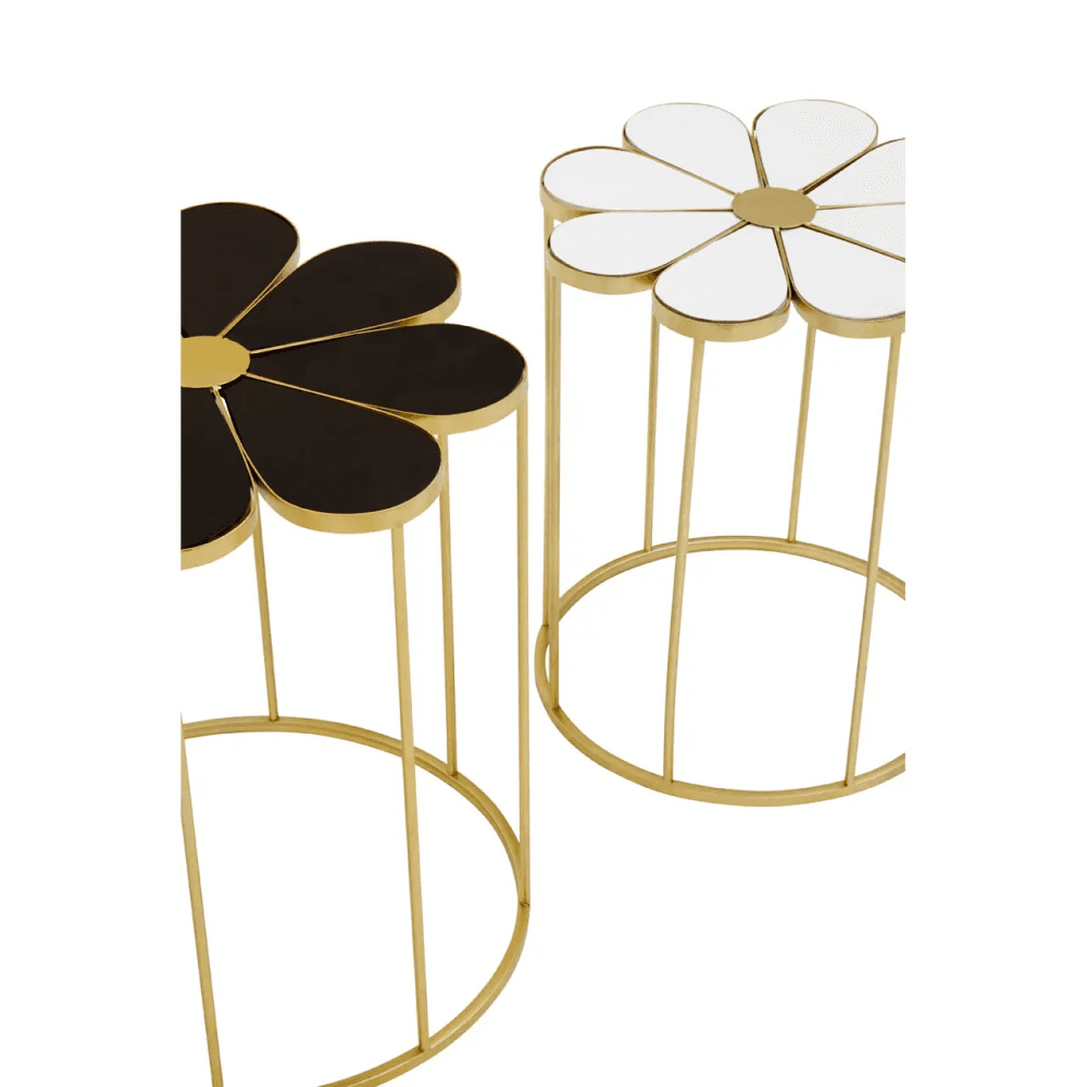 Lila Set Of Two Black And White Petal Tables