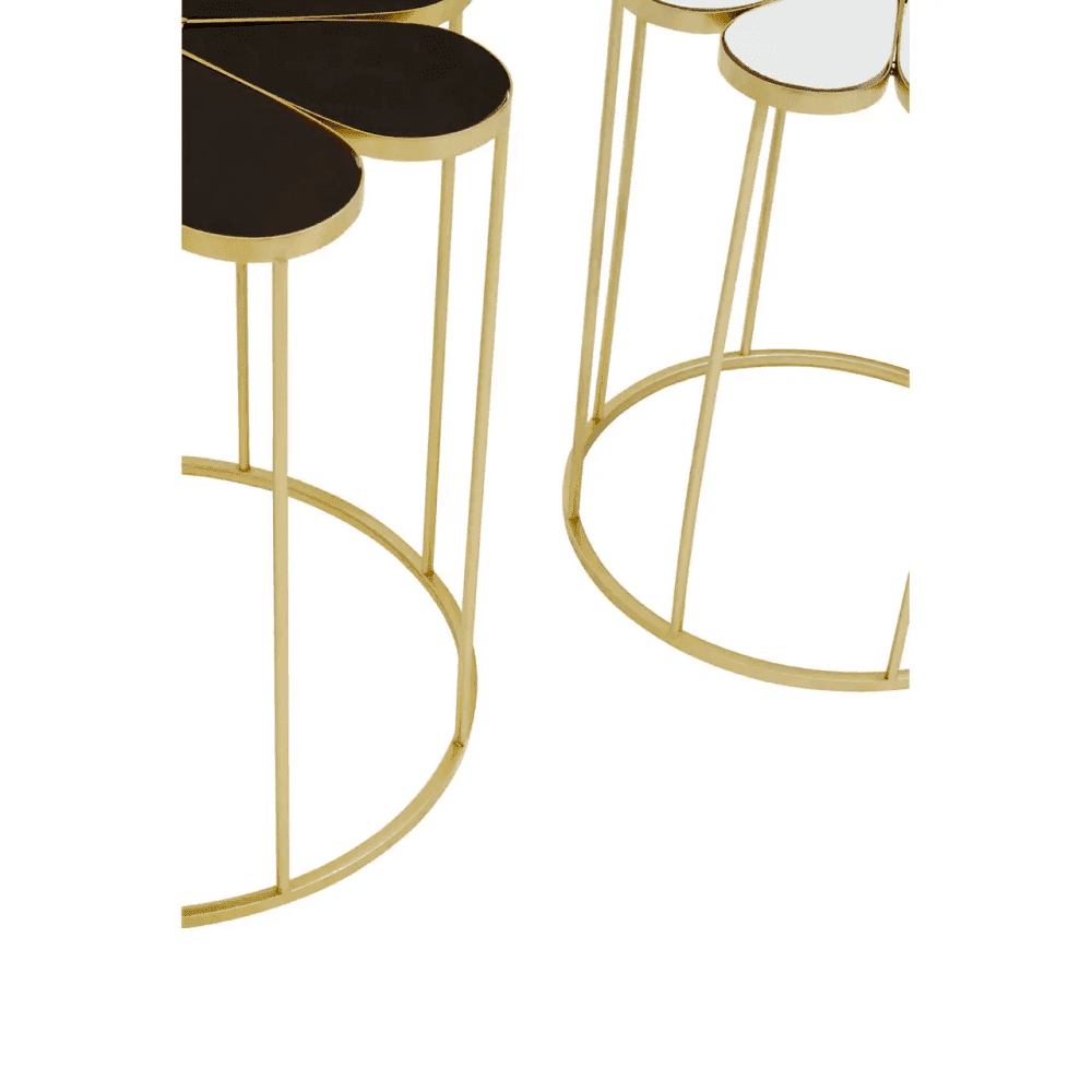 Lila Set Of Two Black And White Petal Tables