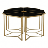 Lila Six Piece Black Top And Gold Frame Table Set