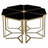 Lila Six Piece Black Top And Gold Frame Table Set