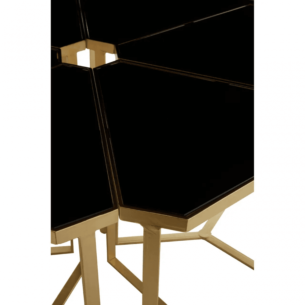 Lila Six Piece Black Top And Gold Frame Table Set