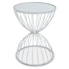 Giselle Hourglass Mirrored Top Silver Frame Side Table