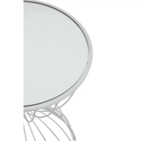 Giselle Hourglass Mirrored Top Silver Frame Side Table