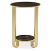 Giselle Round End Table Black Mirror And Gold Frame