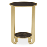 Giselle Round End Table Black Mirror And Gold Frame