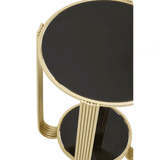 Giselle Round End Table Black Mirror And Gold Frame