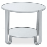 Giselle Round Mirrored Top Silver Frame Table