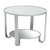 Giselle Round Mirrored Top Silver Frame Table