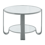 Giselle Round Mirrored Top Silver Frame Table