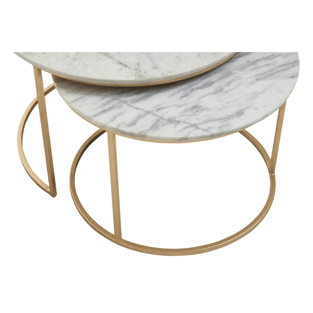 Aurelia Nest Of 2 White Marble Coffee Tables