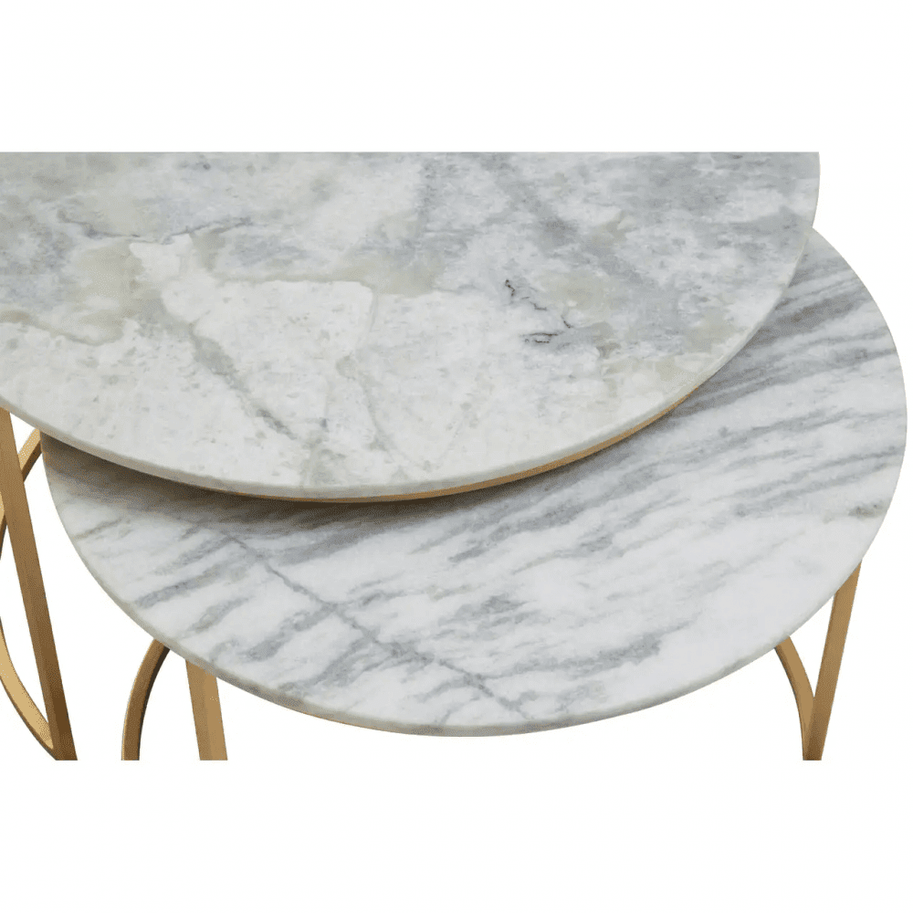 Aurelia Nest Of 2 White Marble Coffee Tables