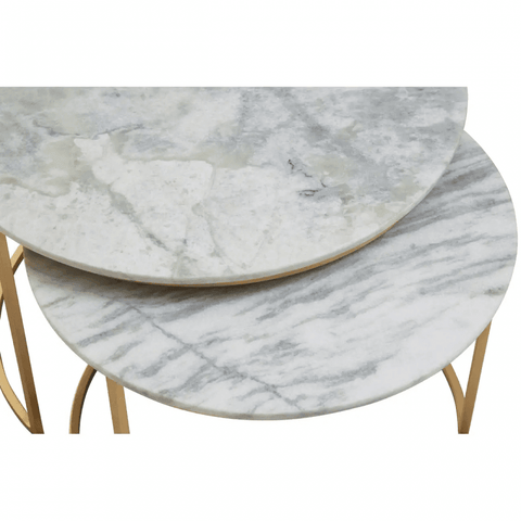 Aurelia Nest Of 2 White Marble Coffee Tables