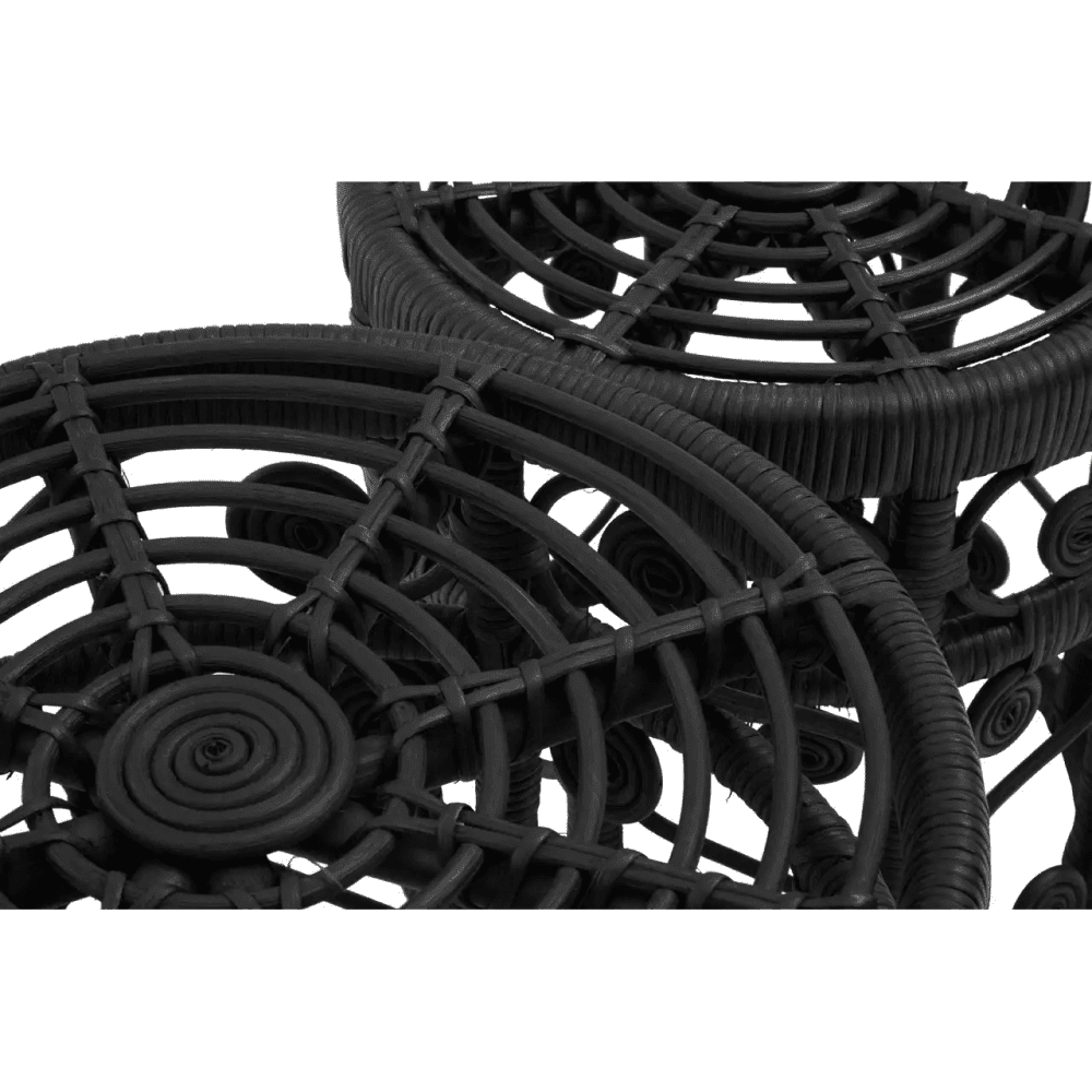Jaxon Set Of Two Black Natural Rattan Tables