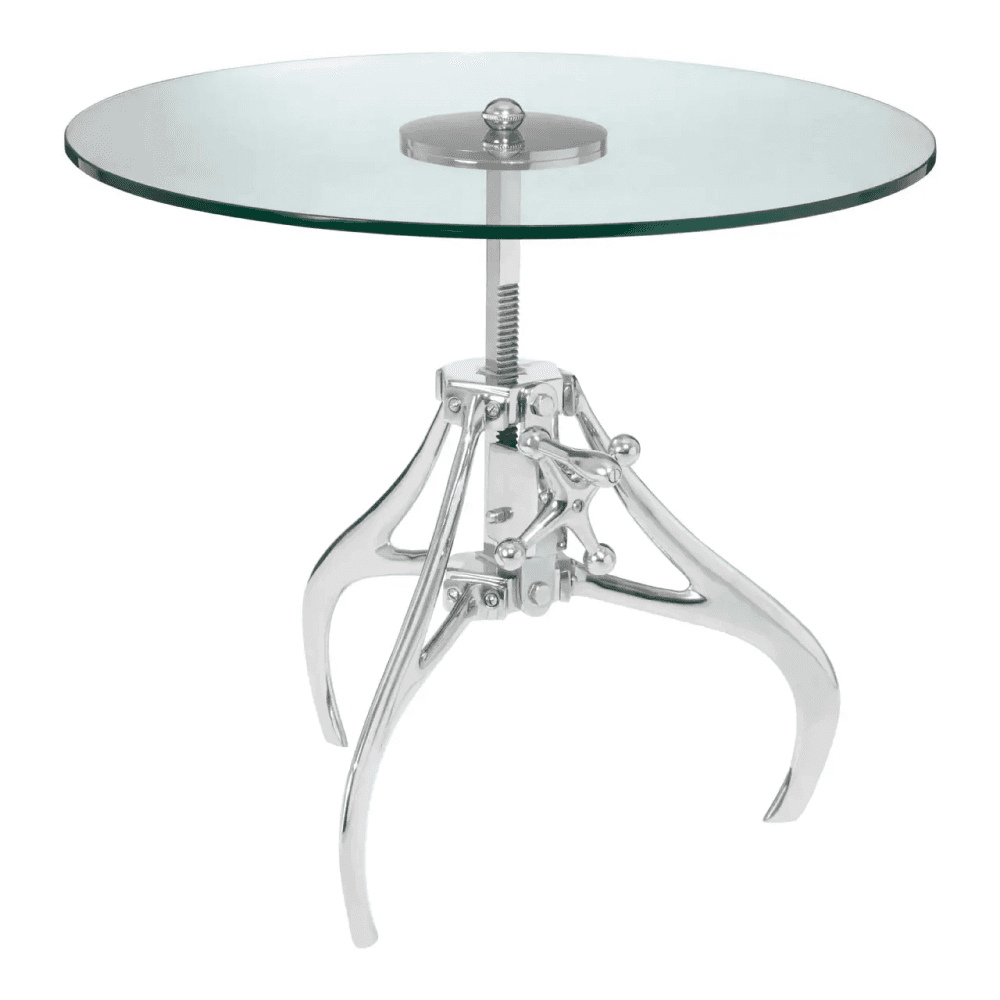 Reva Crank Mechanism Metal And Glass Table