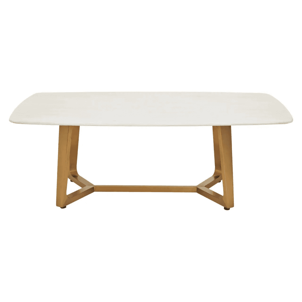 Elara White Marble Coffee Table With Brushed Gold Base