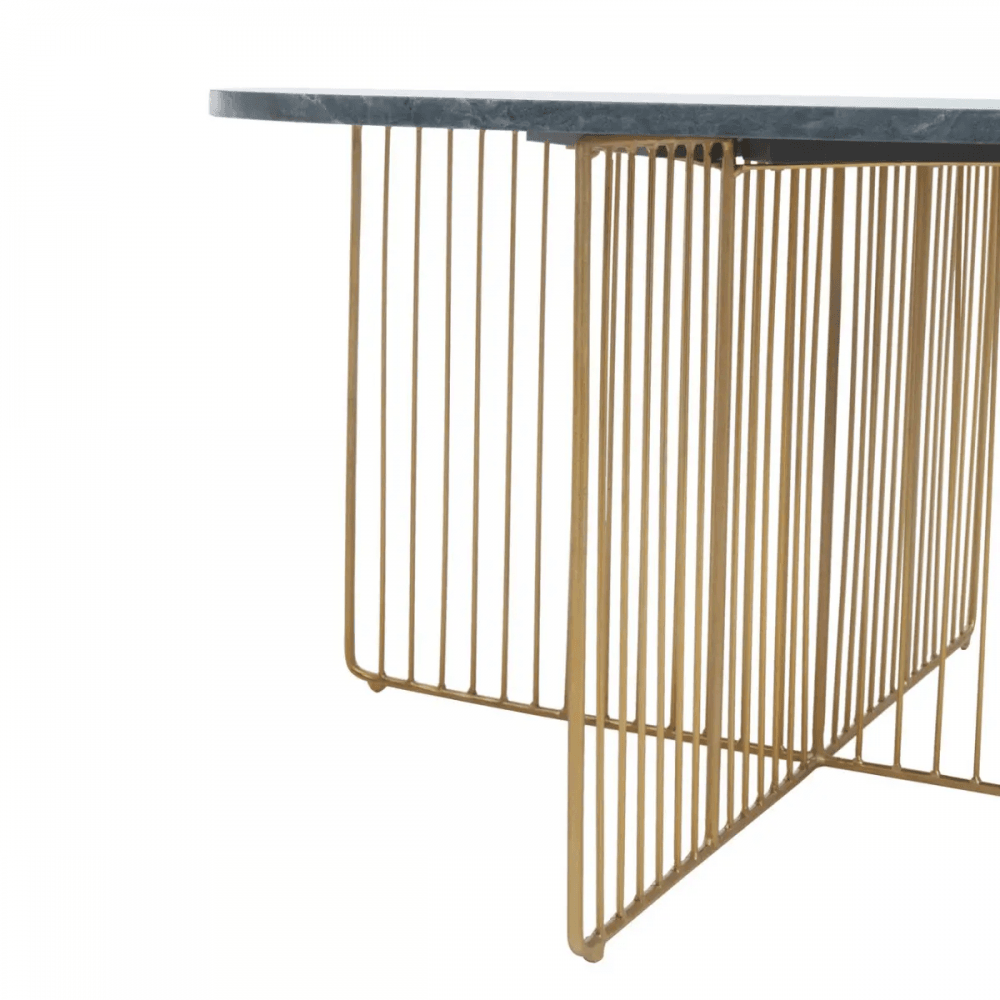 Avery Green Marble And Gold Frame Coffee Table
