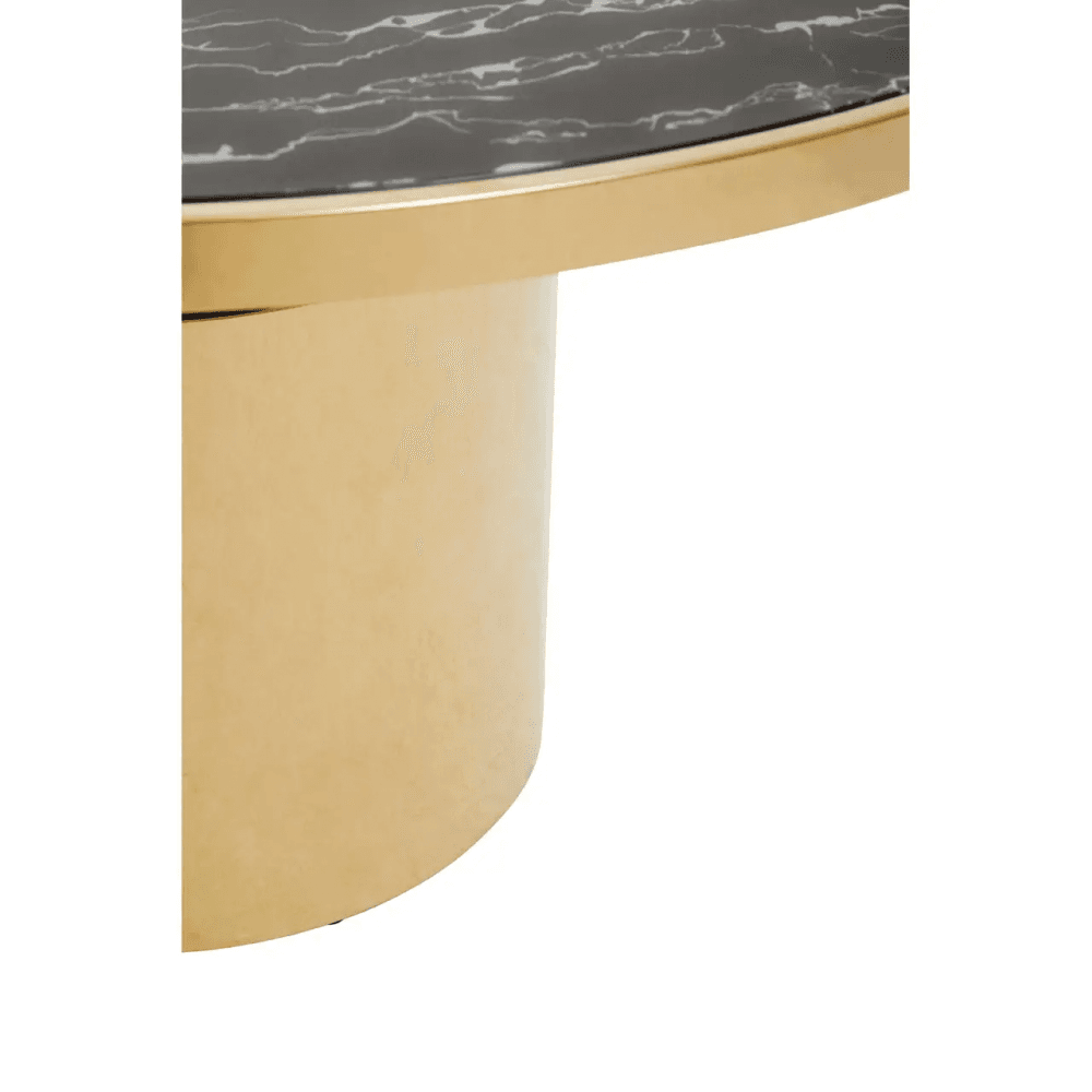 Belmore Black Marble Effect Gold Base Coffee Table