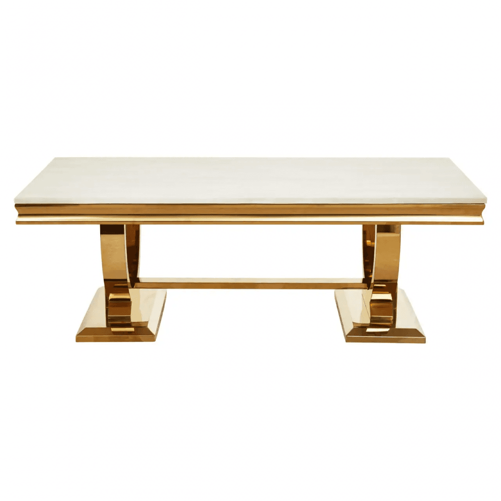 Elara Ivory White Marble Coffee Table