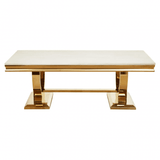Elara Ivory White Marble Coffee Table