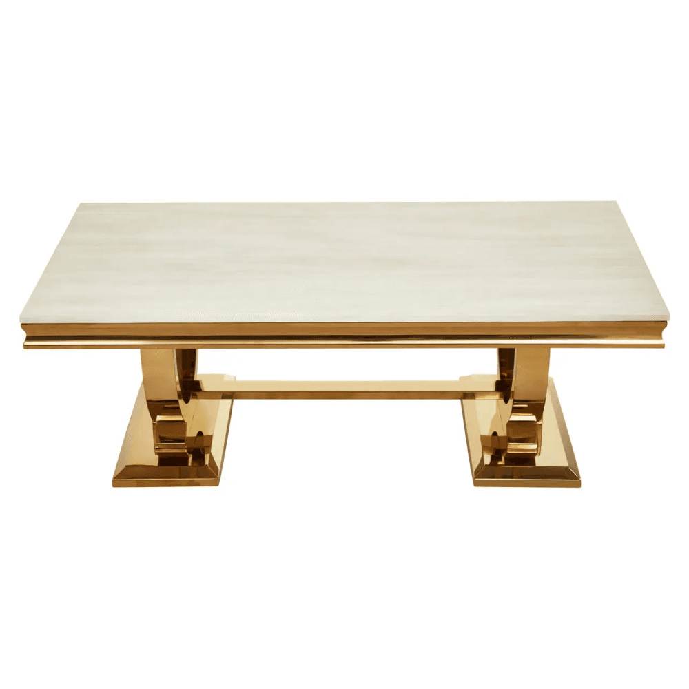 Elara Ivory White Marble Coffee Table