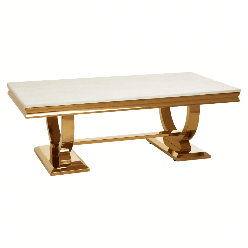 Elara Ivory White Marble Coffee Table