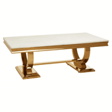 Elara Ivory White Marble Coffee Table